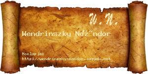 Wendrinszky Nándor névjegykártya